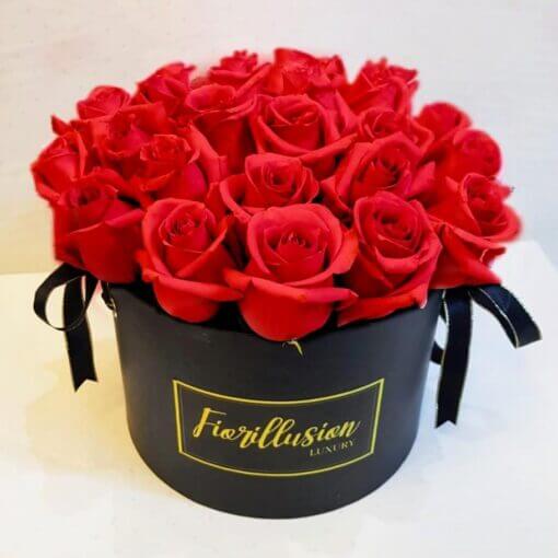 Flowerbox 25 rose rosse