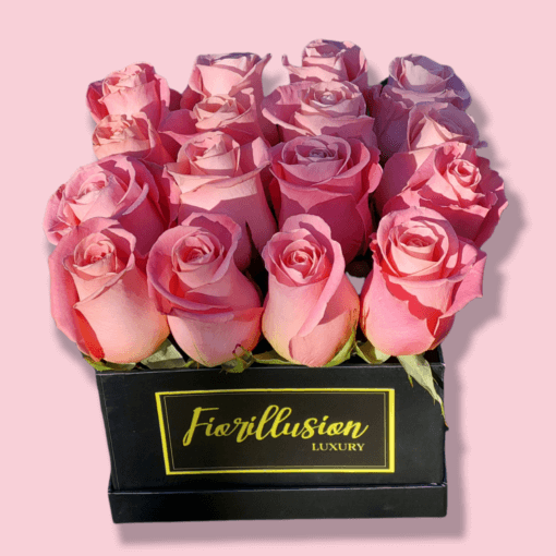 Flower box scatola con 16 rose rosa