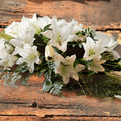 Cuscino funebre copribara di Lilium bianchi