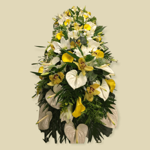 cofano copribara intero elegante fiori misti per funerale