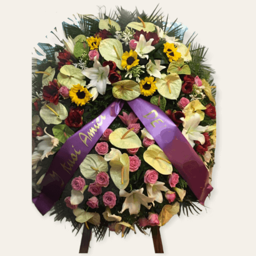 Corona funebre di fiori misti
