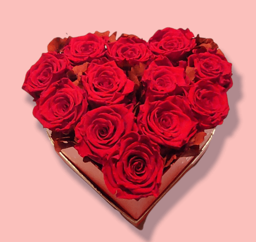 Box cuore 12 rose rosse fresche