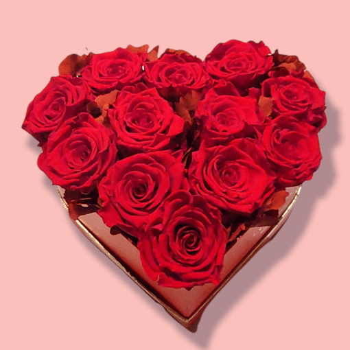 Box cuore 12 rose rosse fresche