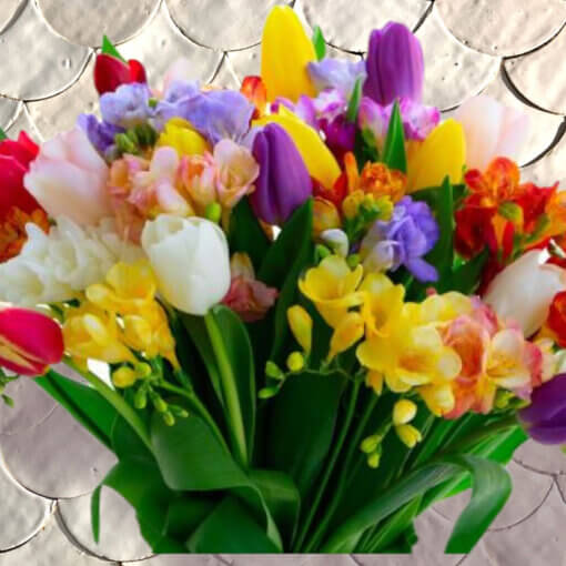 Bouquet Burano - coloratissimi tulipani con fiori misti