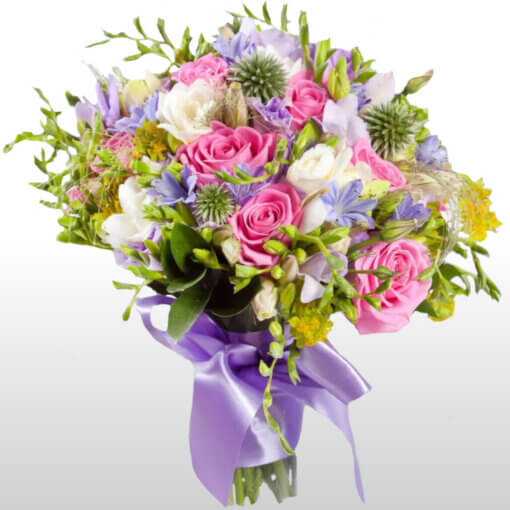 Flower delivery Milano Roma Bouquet di Rose rosa e Fiori di stagione