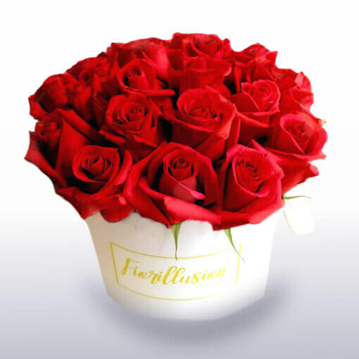 Flower Box rose rosse scatola bianca