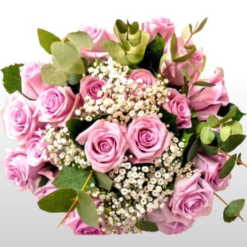 Consegna a domicilio fiori Milano - bouquet di rose rosa e gypsophila