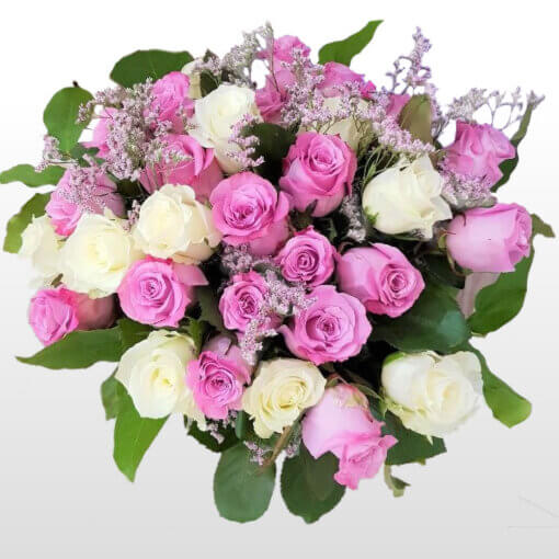 Consegna a domicilio fiori e piante a Milano bouquet rose bianche e rosa