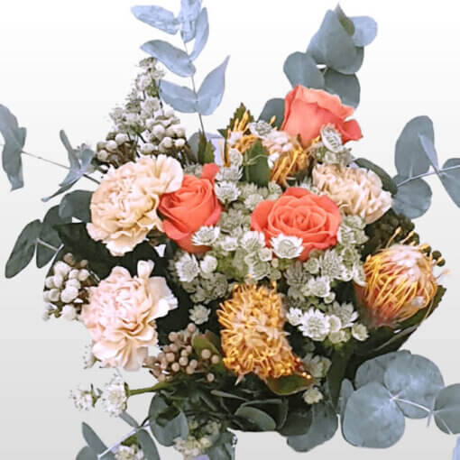 Flower delivery Milano Bouquet Nutan, Rose arancioni e Dianthus