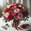 Bouquet di rose rosse e rosa Romanticismo per eccellenza